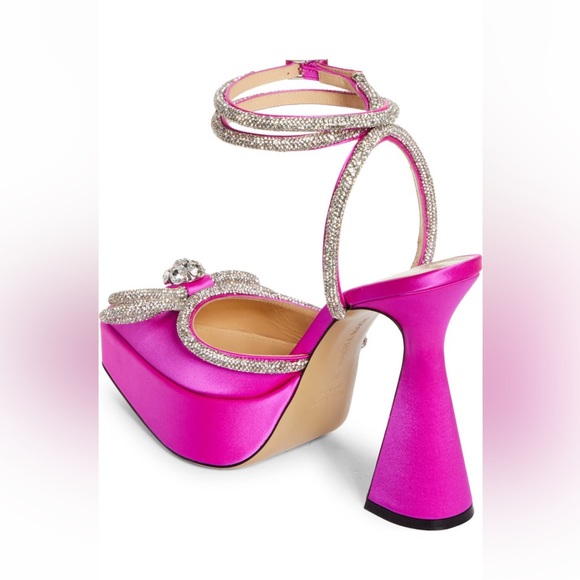Mach and Mach double crystal bow satin platform pump - Picture 2 of 11